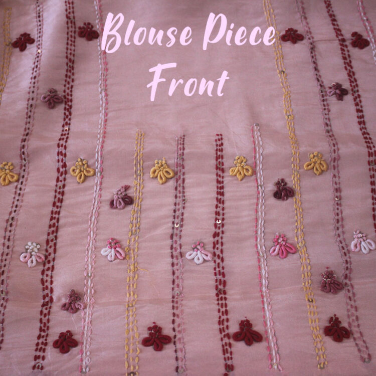 Blush Pink Pure Organza Silk Hand Embroidered Saree