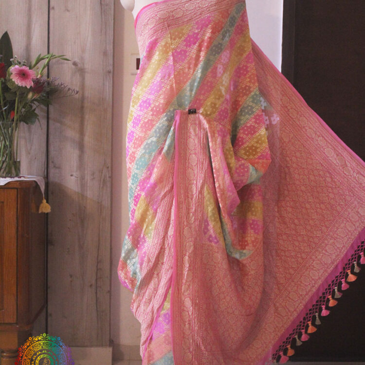 Pink Rangkat Banarasi Handloom Khaddi Georgette Saree