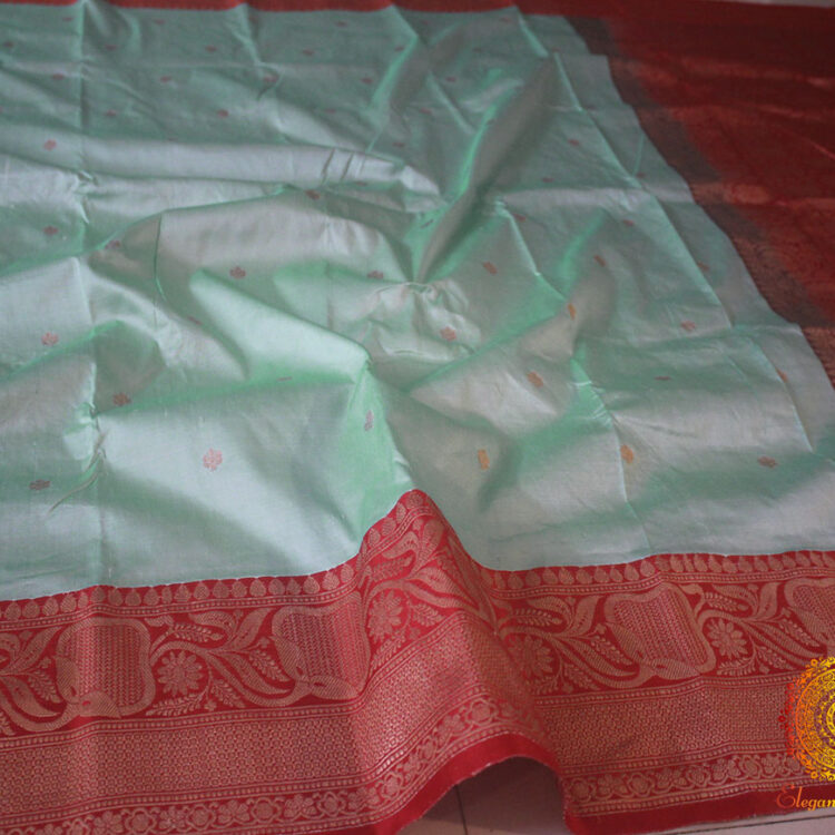 Aqua Blue Banarasi Handloom Pure Katan Silk Saree