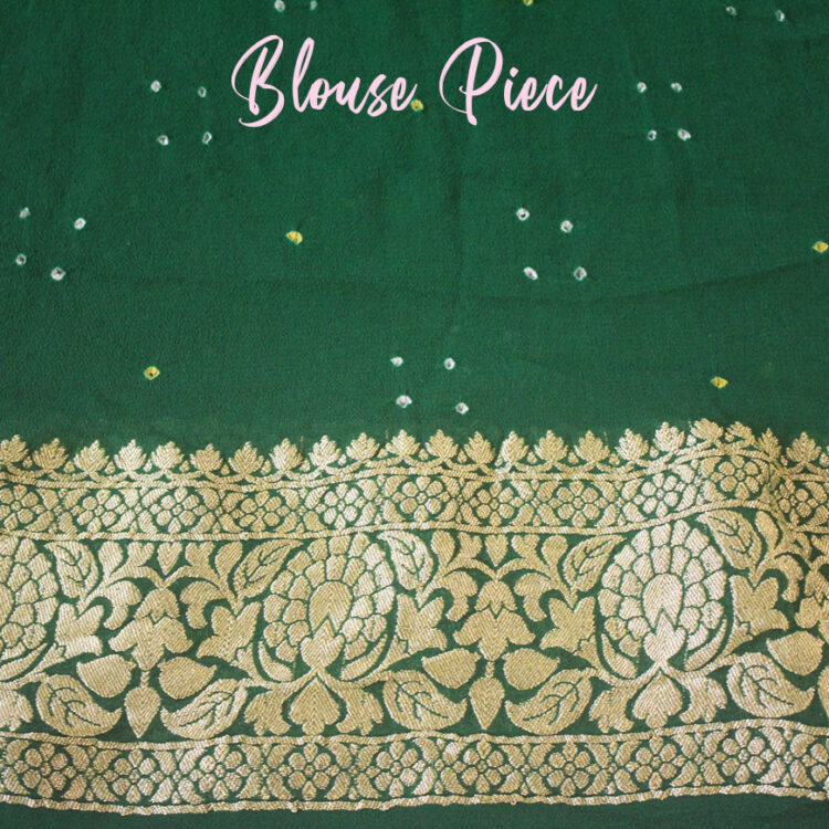 Green Pure Banarasi Khaddi Georgette Bandhani Saree