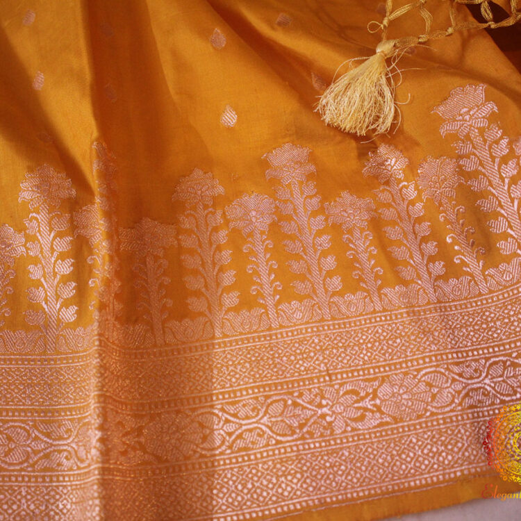 Mustard Pure Banarasi Handloom Katan Silk Saree