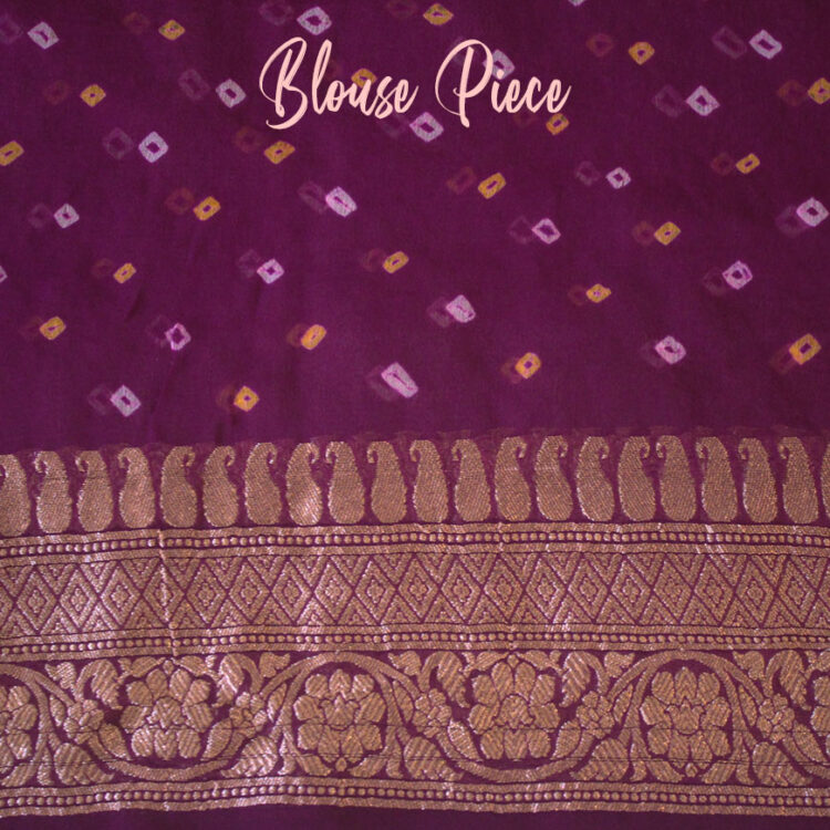 Purple Pink Pure Banarasi Khaddi Georgette Bandhani Saree