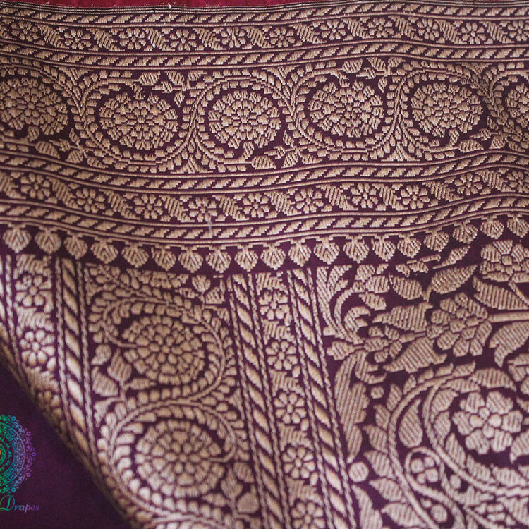 Purple Banarasi Handloom Pure Katan Silk Konia Saree